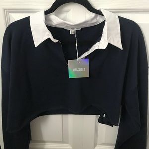 Miss Guided- Boxy crop rugby shirt